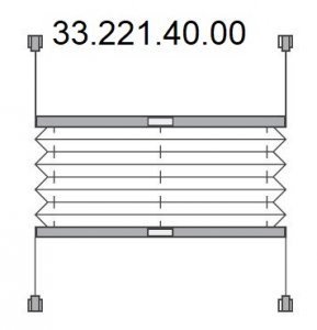 Top-down en bottom-up plissé met handgreep bediening – montage middels bevestigingsklem op het raam (klembereik 15-24 mm) (33.221.40.00)
